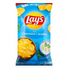 ЧІПСИ КАРТ СМАК СМЕТАНА/ЗЕЛЕНЬ 170Г LAYS